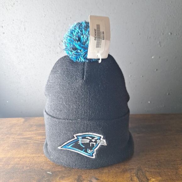 Carolina Panthers NFL Unisex Logo Beanie Cuff Hat Wirh Pom - Picture 1 of 5